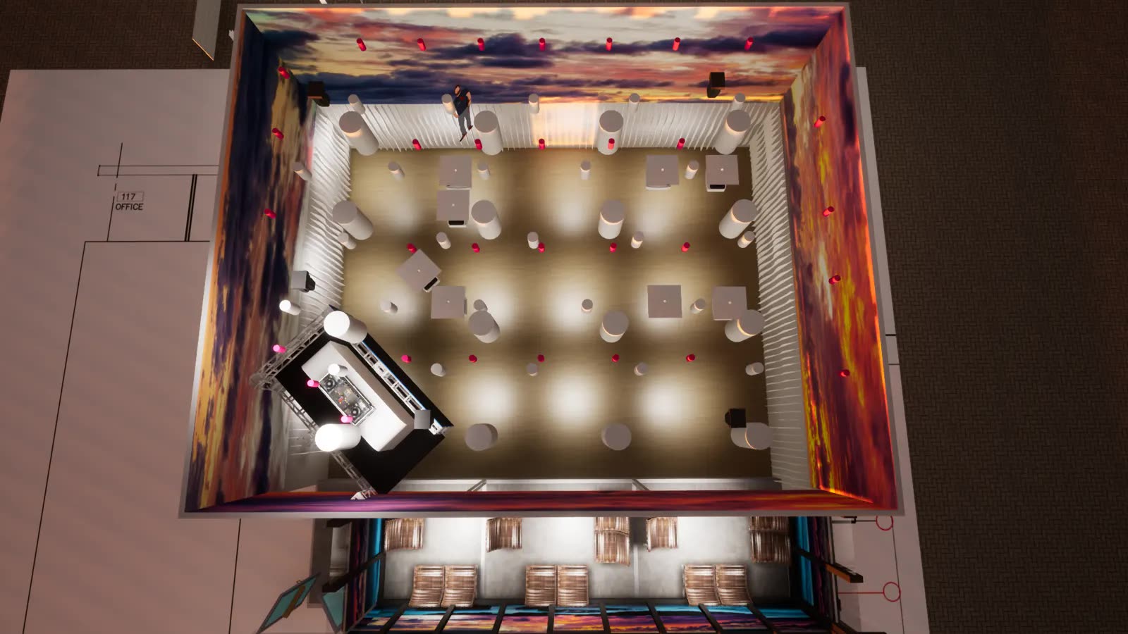 3D interior visualization of the Dallas nightclub concept — image 6 of 14.