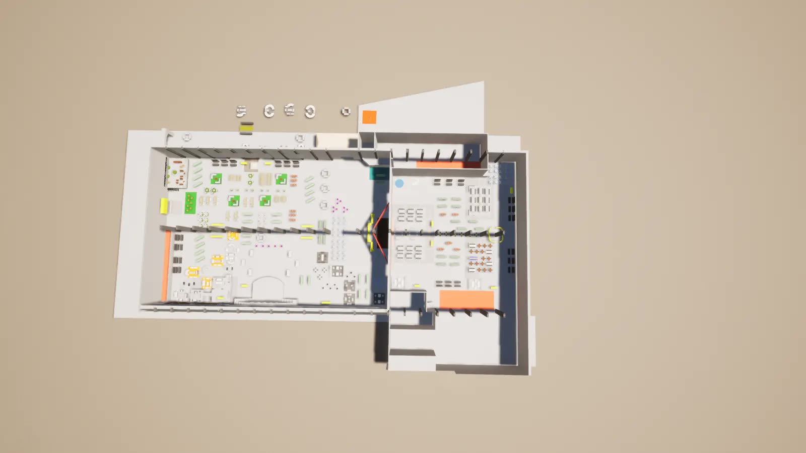 Overhead 3D layout visualization of the IPW Chicago venue — image 1 of 8.