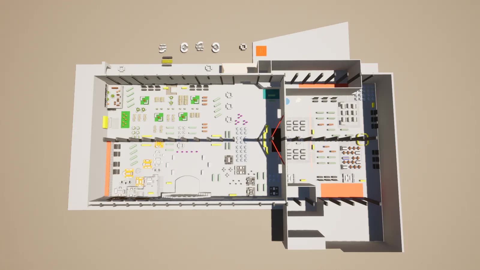 Overhead 3D layout visualization of the IPW Chicago venue — image 2 of 8.